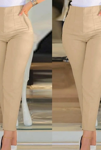 Kadın üste Oturan Paçası Bilek üzerinde Biten Krep Kumaş Pantolon 36 (S) - 50 (5XL)