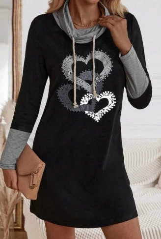 Kadın Uzun Kollu Balıkçı Yaka Bağcıklı Iki Iplik Elbise