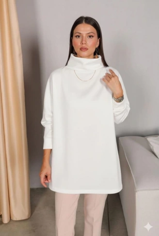 Kadın Uzun Kollu Balıkçı Yaka Scuba Tunik