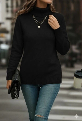 Kadın Uzun Kollu Balıkçı Yaka Triko Bluz