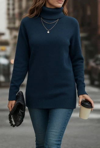 Kadın Uzun Kollu Balıkçı Yaka Triko Bluz