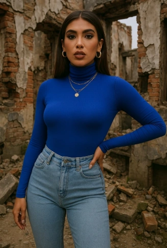 Kadın Uzun Kollu Balıkçı Yaka Viskon Bluz