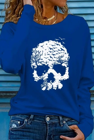 Kadın Uzun Kollu Bisiklet Yaka Ayçiçeği Desenli Viskon Bluz