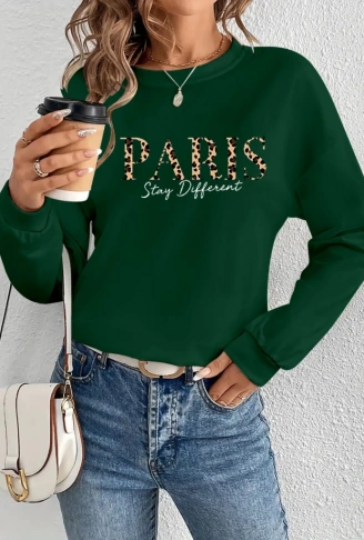 Kadın Uzun Kollu Bisiklet Yaka Desenli Viskon Iki Iplik Bluz