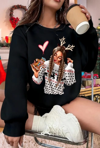 Kadın Uzun Kollu Bisiklet Yaka Desenli Viskon Iki Iplik Bluz