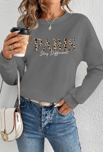 Kadın Uzun Kollu Bisiklet Yaka Desenli Viskon Iki Iplik Bluz