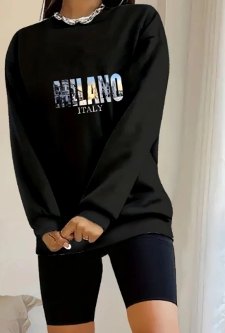 Kadın Uzun Kollu Bisiklet Yaka Desenli Viskon Iki Iplik Bluz