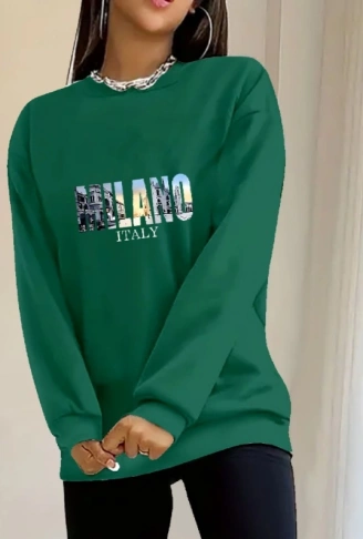 Kadın Uzun Kollu Bisiklet Yaka Desenli Viskon Iki Iplik Bluz