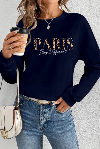 Kadın Uzun Kollu Bisiklet Yaka Desenli Viskon Iki Iplik Bluz