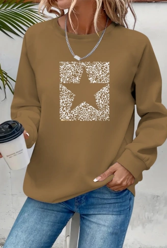 Kadın Uzun Kollu Bisiklet Yaka Desenli Viskon Iki Iplik Bluz