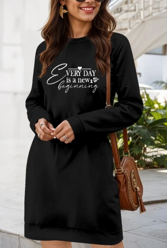 Kadın Uzun Kollu Bisiklet Yaka Kısa Viskon Iki Iplik Elbise