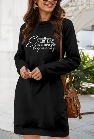 Kadın Uzun Kollu Bisiklet Yaka Kısa Viskon Iki Iplik Elbise