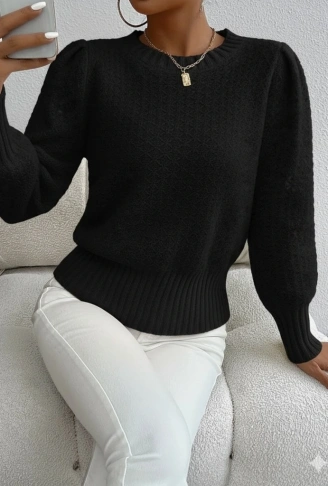 Kadın Uzun Kollu Bisiklet Yaka Triko Bluz