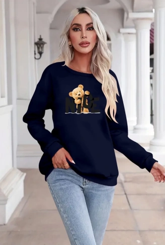 Kadın Uzun Kollu Bisiklet Yaka Viskon Iki Iplik Bluz