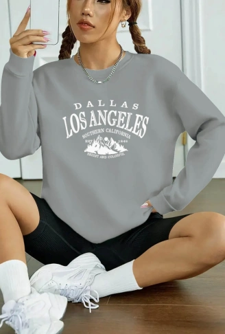 Kadın Uzun Kollu Bisiklet Yaka Viskon Iki Iplik Bluz