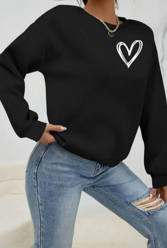 Kadın Uzun Kollu Bisiklet Yaka Viskon Iki Iplik Bluz