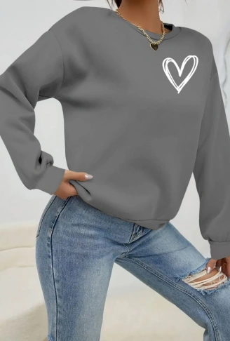 Kadın Uzun Kollu Bisiklet Yaka Viskon Iki Iplik Bluz