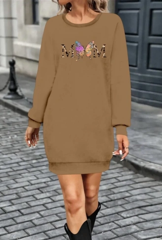 Kadın Uzun Kollu Bisiklet Yaka Viskon Iki Iplik Elbise