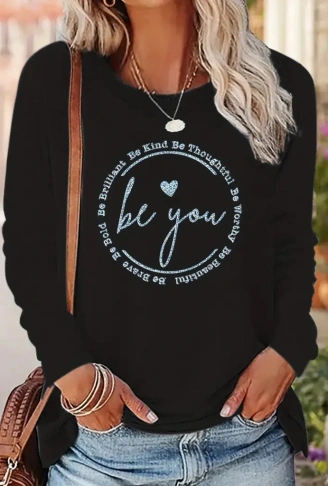 Kadın Uzun Kollu Bisiklet Yakabe Youdesenli Viskon Bluz