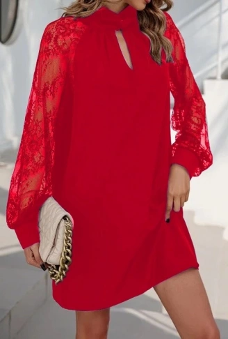 Kadın Uzun Kollu Damla Detaylı Sandy Mini Elbise