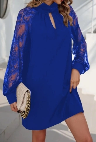 Kadın Uzun Kollu Damla Detaylı Sandy Mini Elbise