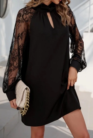 Kadın Uzun Kollu Damla Detaylı Sandy Mini Elbise