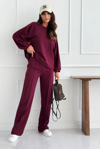 Kadın Uzun Kollu Geniş Kesim Modal Bluz Ve Pantolon Ikili Takım