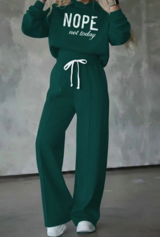 Kadın Uzun Kollu Nope Baskılı Beli Ribanalı Ikili Takım