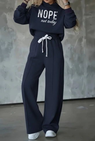 Kadın Uzun Kollu Nope Baskılı Beli Ribanalı Ikili Takım