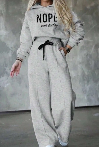 Kadın Uzun Kollu Nope Baskılı Beli Ribanalı Ikili Takım