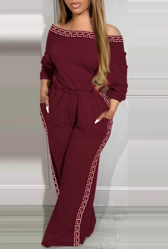 Kadın Uzun Kollu Omuzlardan Açık Beli Lastikli Cepli şerit Desenli Viskon Iki Iplik Tulum