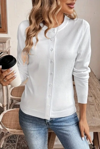 Kadın Uzun Kollu önden Düğmeli Triko Ceket