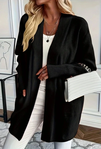 Kadın Uzun Kollu önü Açık Triko Hırka