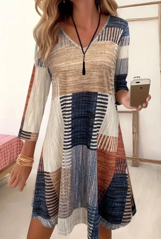 Kadın Uzun Kollu V Yaka Süprem Mini Elbise