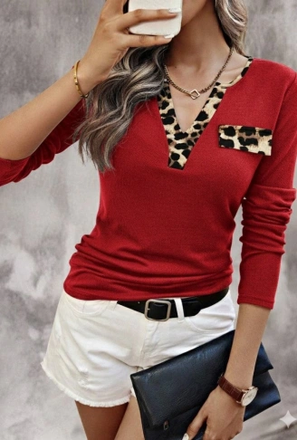 Kadın Uzun Kollu V Yakalı Kaşkorse Bluz