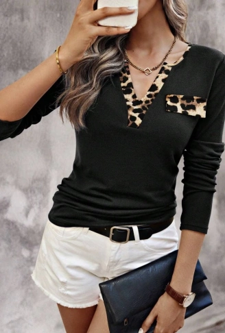 Kadın Uzun Kollu V Yakalı Kaşkorse Bluz
