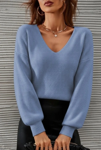 Kadın Uzun Kollu V Yakalı Triko Bluz