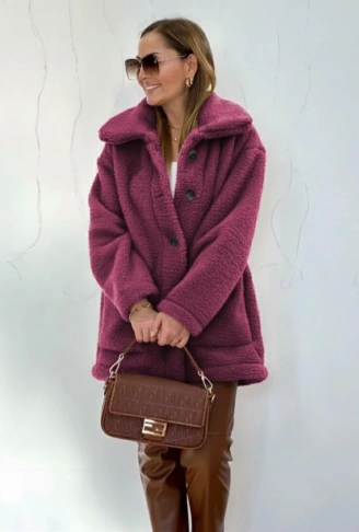 Kadın Uzun Kollu Yakalı önden Düğmeli Welsoft Kaban