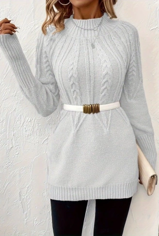 Kadın Uzun Kollu Yarı Balıkçı Yaka Triko Bluz