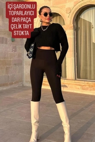 Kadın Uzun Yüksek Bel şardonlu Toparlayıcı Tayt
