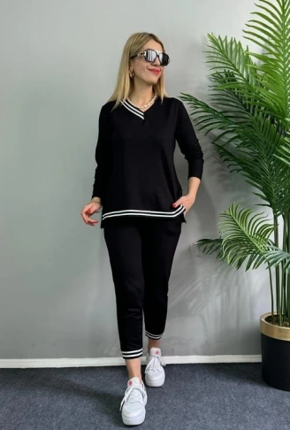 Kadın Yeni Sezon Uzun Kollu Ribana Detay Ikili Takım