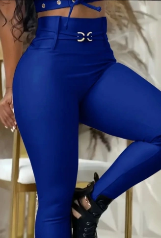 Kadın Yüksek Bel Belden Toka Detaylı Dalgıç Tayt