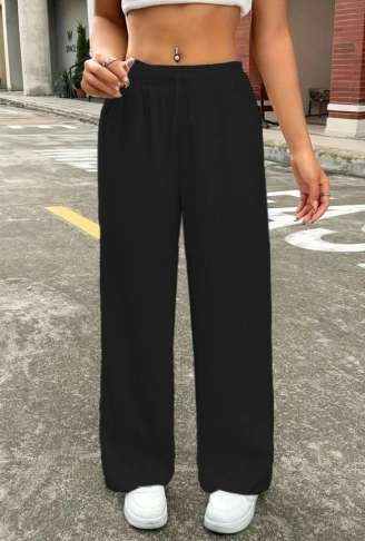 Kadın Yüksek Bel Bol Paça Bürümcük Pantolon