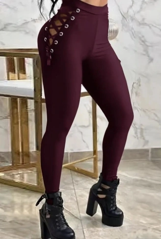 Kadın Yüksek Bel çapraz Bağcıklı Tül Detaylı Dalgıç Tayt