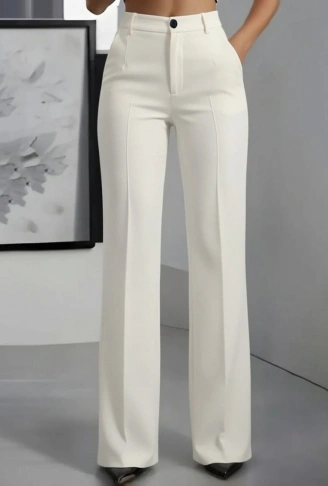 Kadın Yüksek Bel Cepli Ithal Krep Pantolon