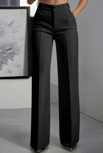 Kadın Yüksek Bel Cepli Ithal Krep Pantolon