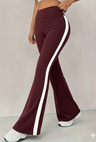Kadın Yüksek Bel İspanyol Paçalı Yanlardan şerit Detaylı Dalgıç Tayt Pantolon