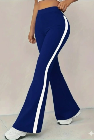 Kadın Yüksek Bel İspanyol Paçalı Yanlardan şerit Detaylı Dalgıç Tayt Pantolon