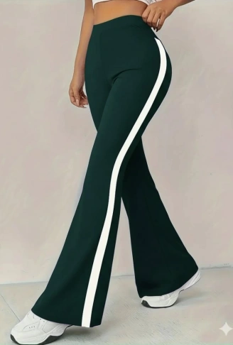 Kadın Yüksek Bel İspanyol Paçalı Yanlardan şerit Detaylı Dalgıç Tayt Pantolon