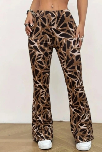 Kadın Yüksek Bel Kamuflaj Desenli Dalgıç Tayt